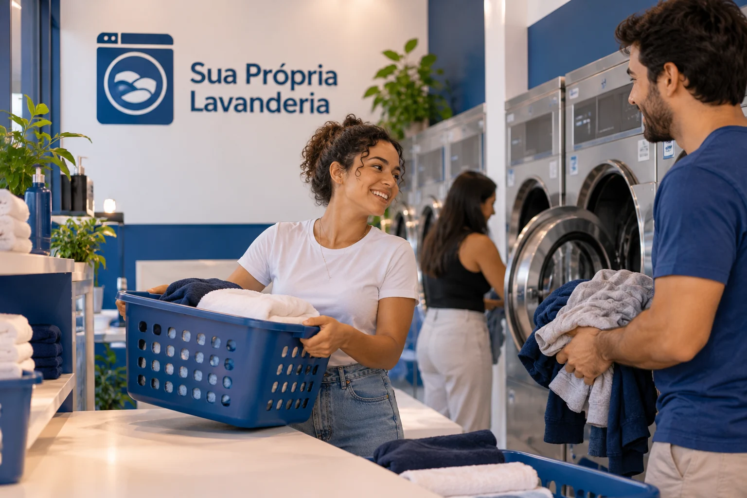 Ilustração genérica de uma carga identificada e guardada após ciclo concluído, sem representar loja ou cliente real.