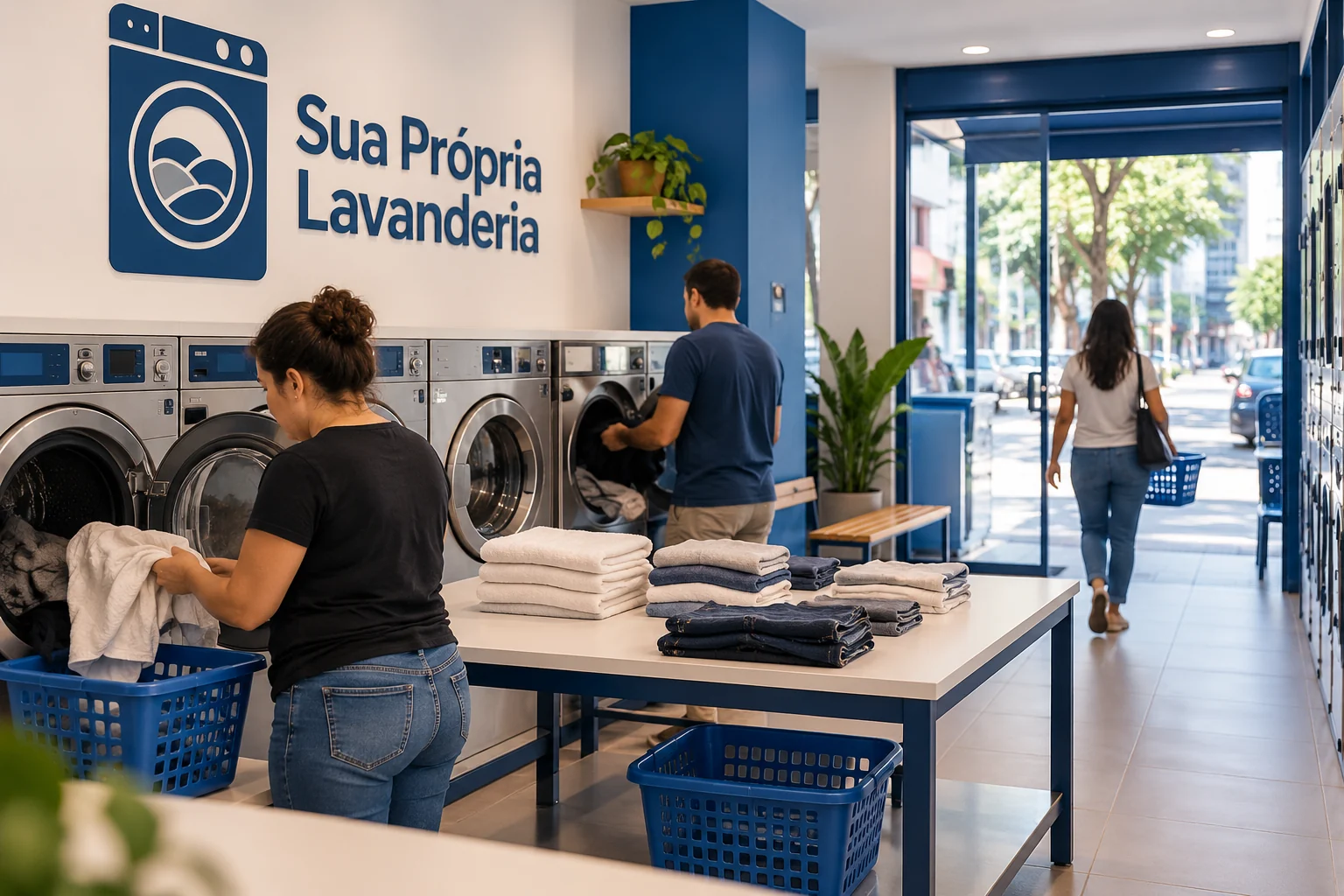 Imagem ilustrativa de uma lavanderia self-service relacionada ao guia de São Paulo; não representa unidade real.
