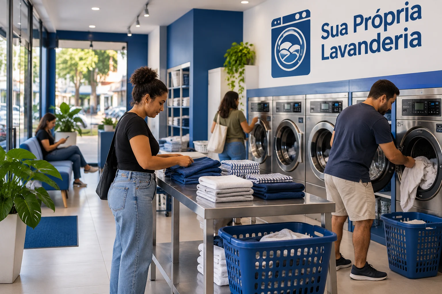Imagem ilustrativa de uma lavanderia self-service relacionada ao guia de Sergipe; não representa unidade real.