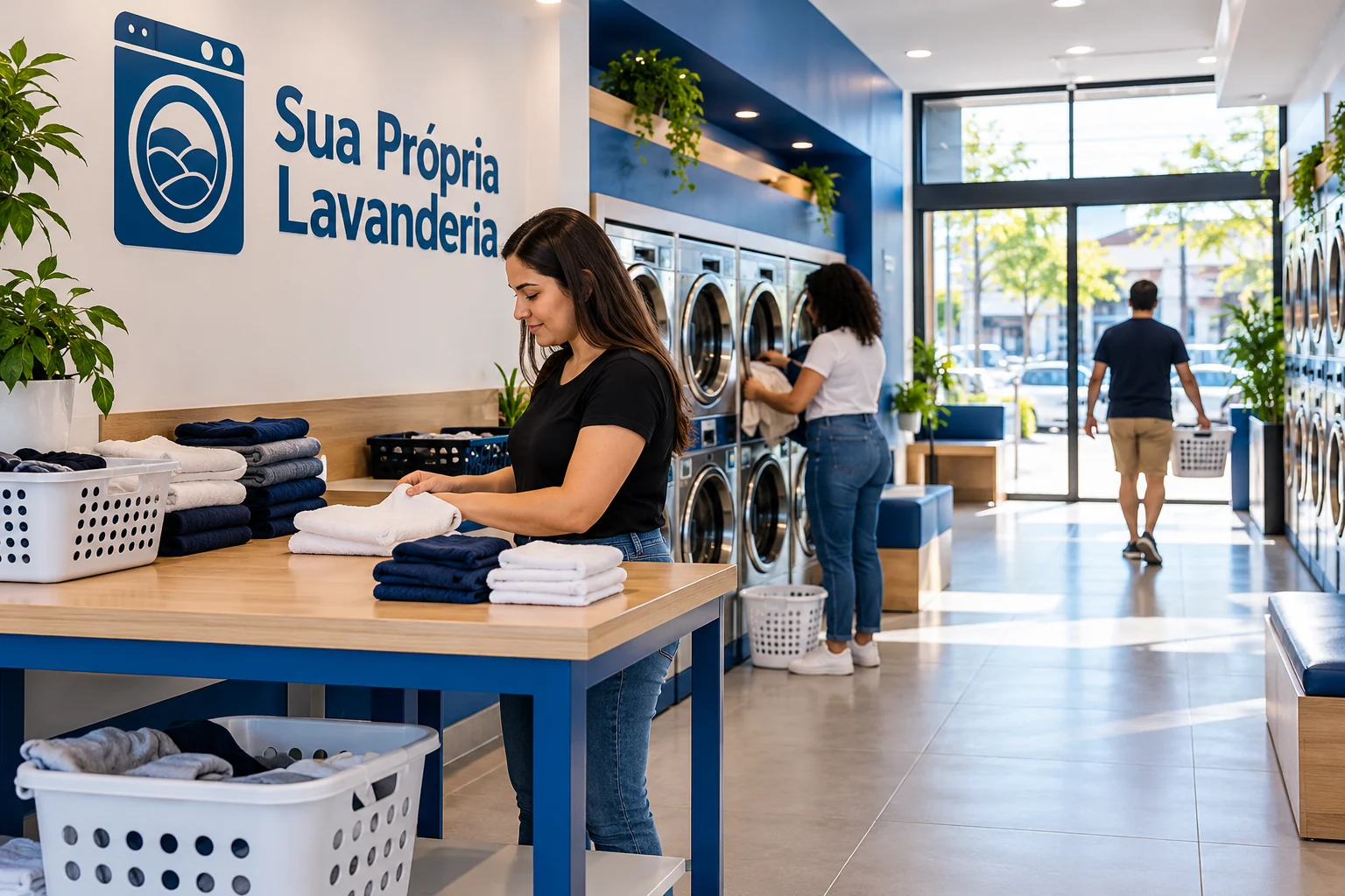 Imagem ilustrativa de uma lavanderia self-service relacionada ao guia de São José do Rio Preto; não representa unidade real.