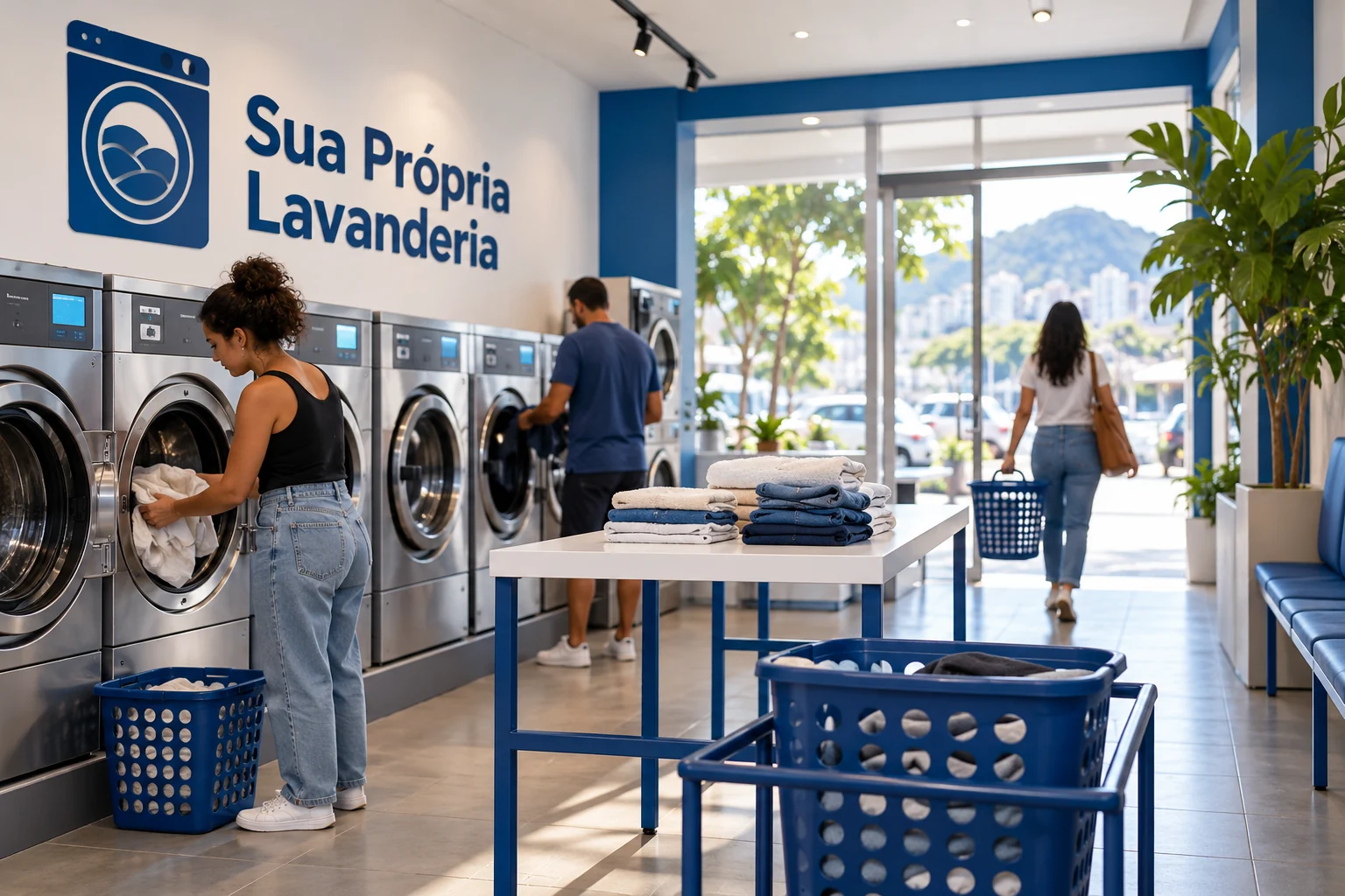 Imagem ilustrativa de uma lavanderia self-service relacionada ao guia de Niterói; não representa unidade real.
